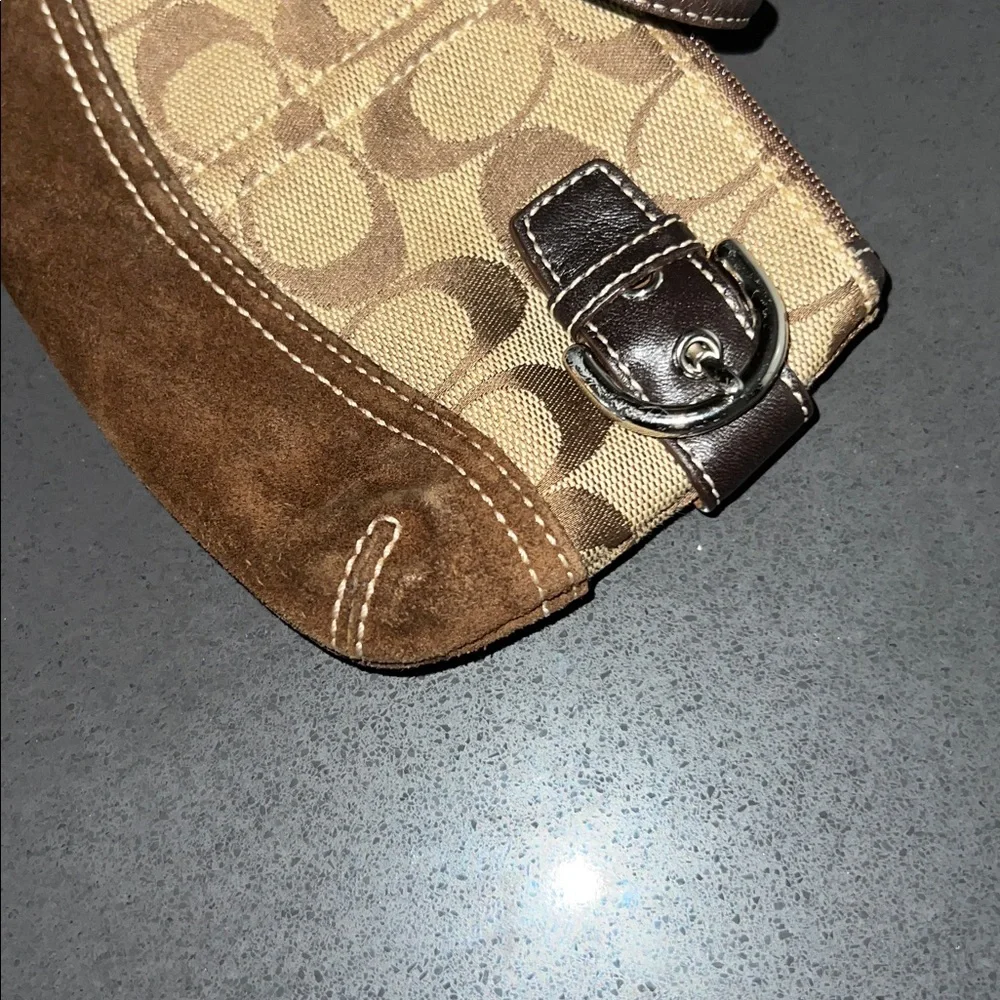 Coach Tan and Brown Signature Wristlet - Picture 4 of 5